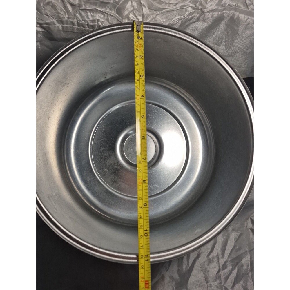 VTG Glass Cake Plate Stainless Steel Dome Lid Covered Dish Ribbed Footed 12" - Picture 15 of 16